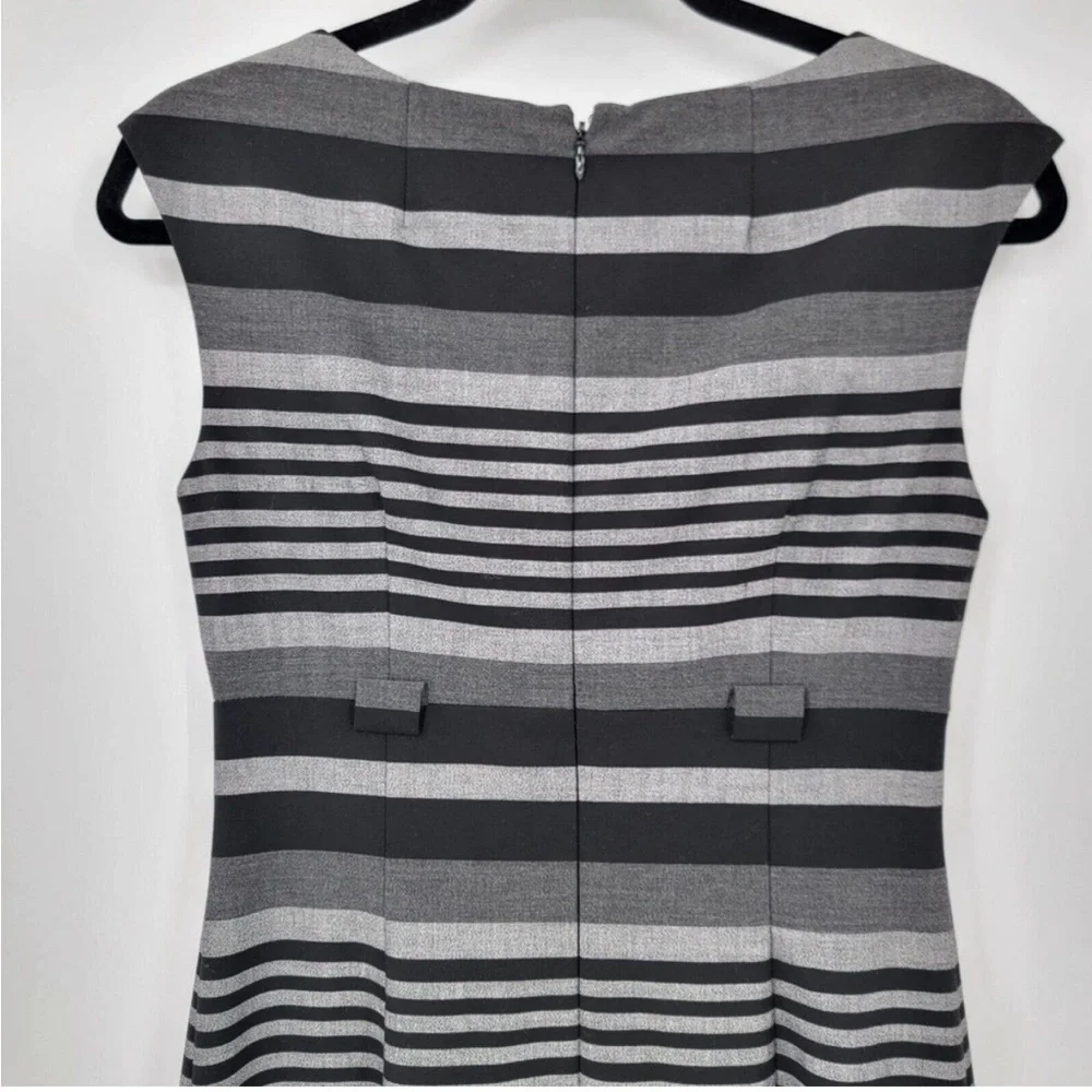 Women’s Striped Sleeveless Midi Knee Length Dress Calvin Klein 12 Black Gray